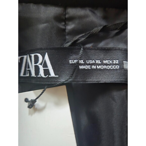 Zara Women's XL Black Open Front 3/4 Sleeve Career Work Office Blazer Jacket NWT - Picture 4 of 8